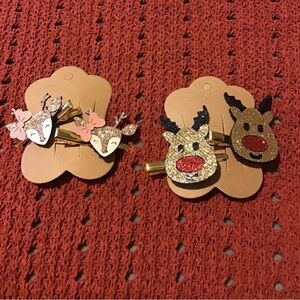 Sparkly Reindeer & Doe Hair Clips